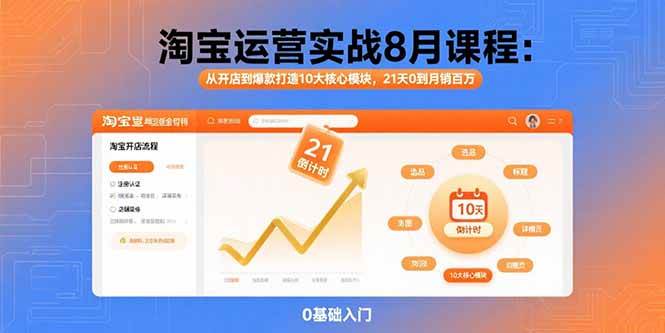 淘宝开店实战全攻略:新手21天速成指南,详解十大核心模块助力店铺销量突破