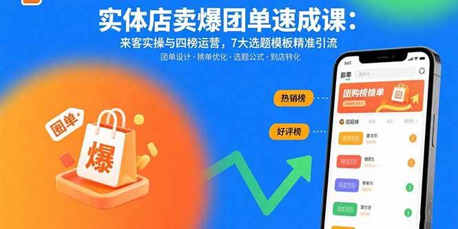 实体店团单速成实操指南:来客系统操作与四榜运营,七大选题模板精准引流