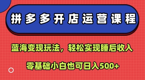 拼多多开店运营指南：掌握蓝海市场策略，零基础新手也能稳步提升店铺收益
