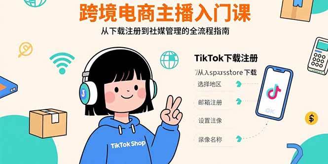 跨境电商主播入门指南：TikTok账号注册下载、支付工具配置与社媒管理全流程解析
