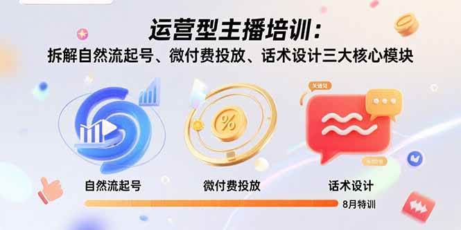 运营型主播培训课程:自然流量起号策略、微付费投放技巧与话术设计方法解析