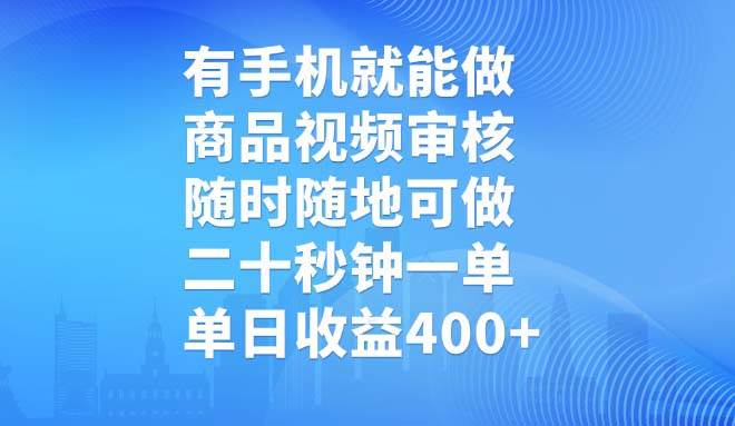 手机视频审核任务，随时随地可操作，每单仅需二十秒，日结稳定收入