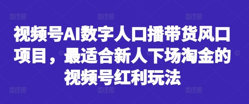 视频号AI数字人口播带货新机遇：零基础新手快速入局的实战指南