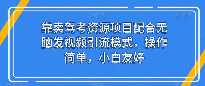 驾考资源项目结合视频引流模式,操作流程简单易学,新手也能快速掌握方法