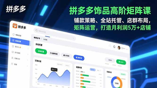 (16407期)拼多多饰品高阶矩阵课,铺款策略、全站托管、店群布局,矩阵运营,打造月利润5万+店铺