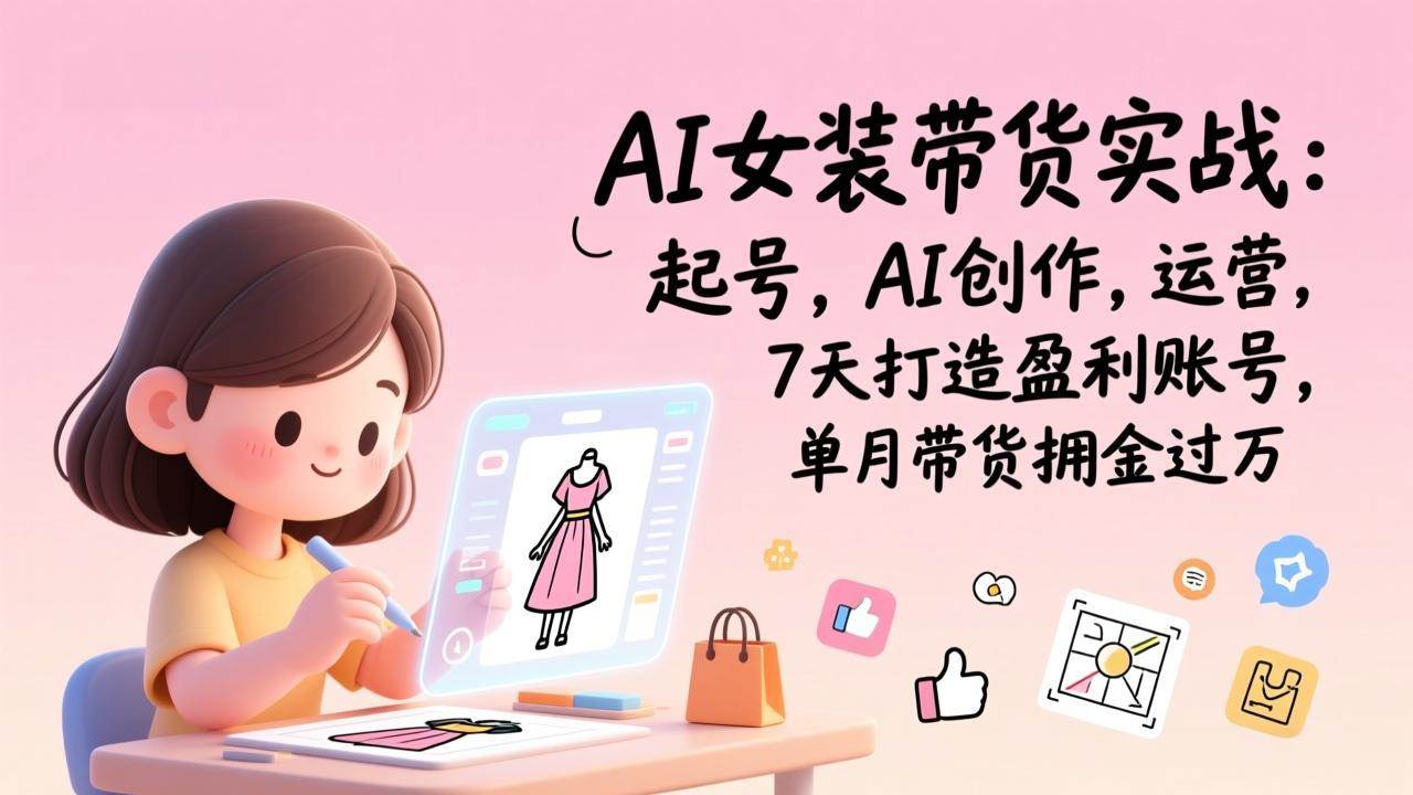AI女装带货实战指南：从零起步学习账号运营与内容创作，系统掌握全流程关键方法