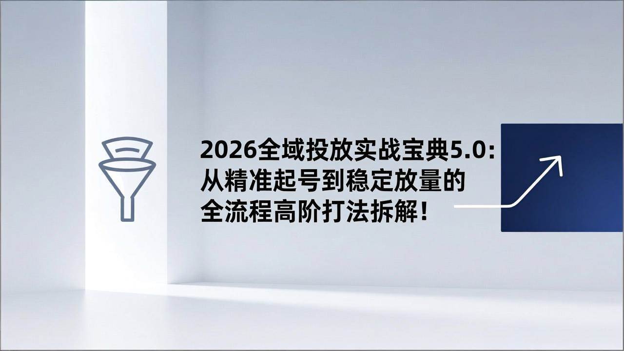 （17156期）2026全域投放实战宝典5.0：从精准起号到稳定放量的全流程高阶打法拆解！