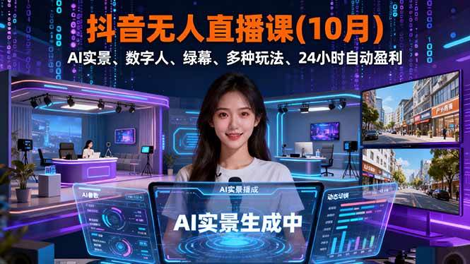 (16355期)抖音无人直播课(10月),AI实景、数字人、绿幕、多种玩法、24小时自动盈利 (16355期)抖音无人直播课(10月),AI实景、数字人、绿幕、多种玩法、24小时自动盈利