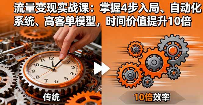 (16197期)流量变现实战课:掌握4步入局、自动化系统、高客单模型,时间价值提升10倍
