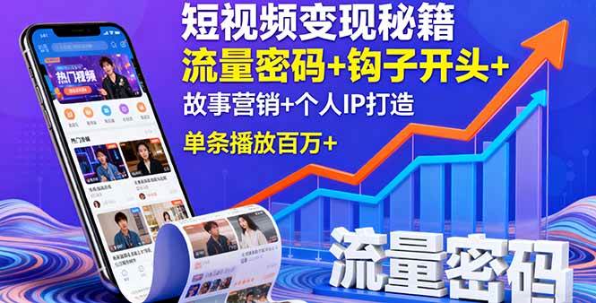 (16079期)短视频变现秘籍,流量密码+钩子开头+故事营销+个人IP打造,单条播放百万+ (16079期)短视频变现秘籍,流量密码+钩子开头+故事营销+个人IP打造,单条播放百万+