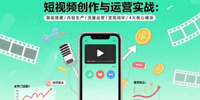 (15819期)短视频创作与运营实战:基础搭建/内容生产/流量运营/变现闭环/4大核心模块 (15819期)短视频创作与运营实战:基础搭建/内容生产/流量运营/变现闭环/4大核心模块