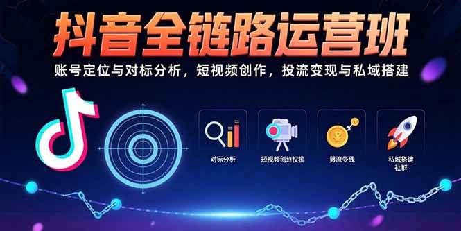 （15525期）抖音全链路运营班：账号定位与对标分析，短视频创作，投流变现与私域搭建