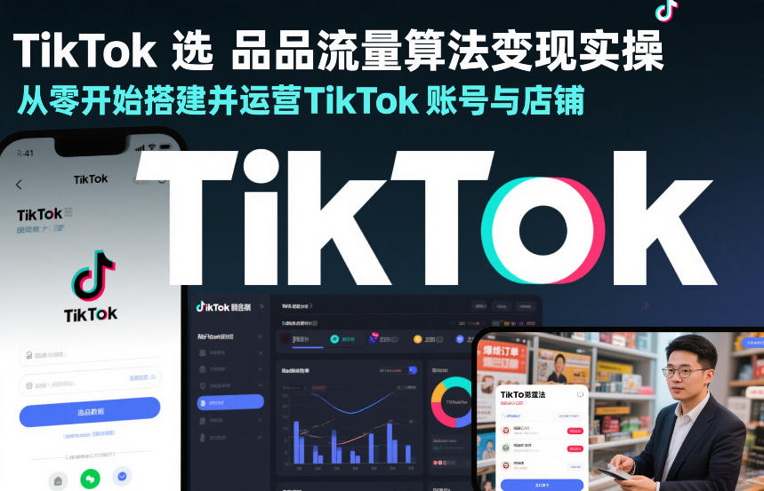 TikTok选品流量算法变现实操，从零开始搭建并运营TikTok账号与店铺