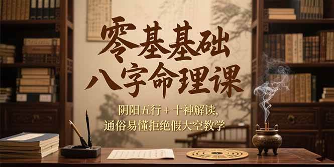 （15283期）零基础八字命理课，阴阳五行+十神解读，通俗易懂拒绝假大空教学