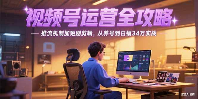 (15217期)2025视频号运营全攻略,推流机制加短剧剪辑,从养号到日销34万实战