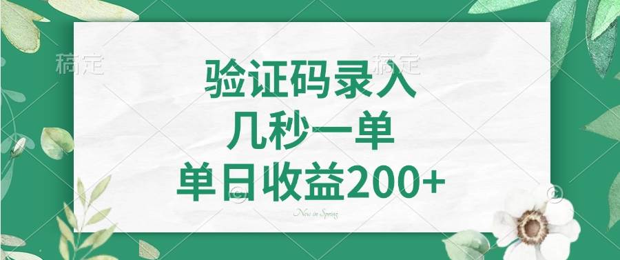(14221期)验证码录入,几秒一单,单日收益200+