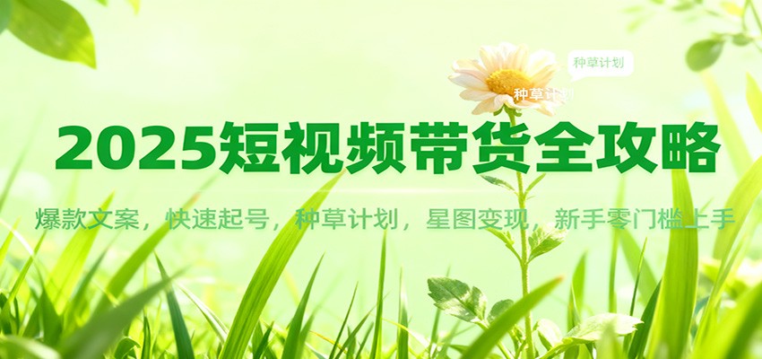 2025短视频带货全攻略:爆款文案,快速起号,种草计划,星图变现,新手零门槛上手