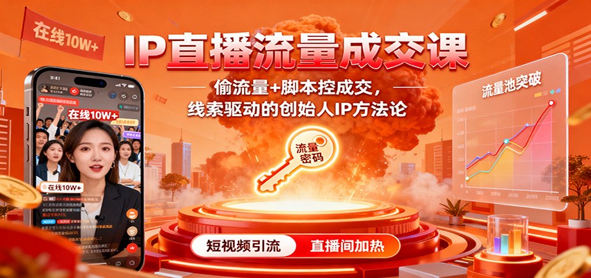 IP直播流量成交课:偷流量+脚本控成交,线索驱动的创始人IP方法论 IP直播流量成交课:偷流量+脚本控成交,线索驱动的创始人IP方法论