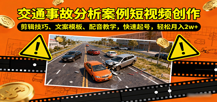 交通事故分析案例短视频创作,剪辑技巧、文案模板、配音教学,快速起号,轻松月入2w+ 交通事故分析案例短视频创作,剪辑技巧、文案模板、配音教学,快速起号,轻松月入2w+