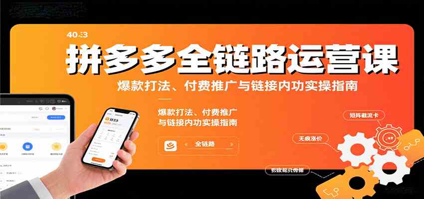 拼多多全链路运营课,爆款打法、付费推广与链接内功实操指南 拼多多全链路运营课,爆款打法、付费推广与链接内功实操指南