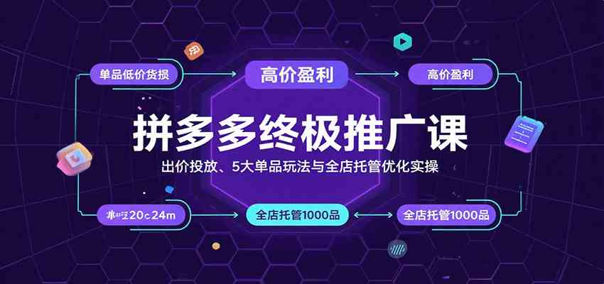 拼多多终极推广课:出价投放、5大单品玩法与全店托管优化实操 拼多多终极推广课:出价投放、5大单品玩法与全店托管优化实操