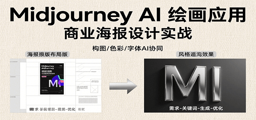 Midjourney AI绘画应用,关键词指令解析、漫画头像制作、海报设计、3D人物生成等