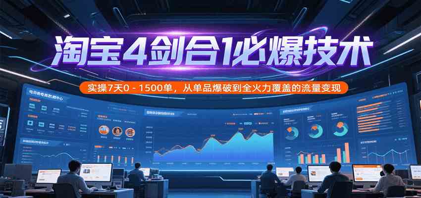 淘宝4剑合1必爆技术,实操7天0-1500单,从单品爆破到全火力覆盖的流量变现 淘宝4剑合1必爆技术,实操7天0-1500单,从单品爆破到全火力覆盖的流量变现