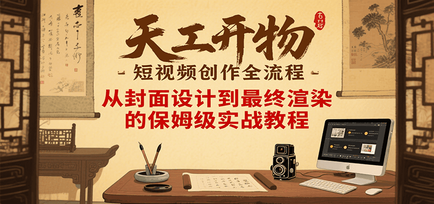 天工开物短视频创作全流程,从封面设计到最终渲染的保姆级实战教程 天工开物短视频创作全流程,从封面设计到最终渲染的保姆级实战教程