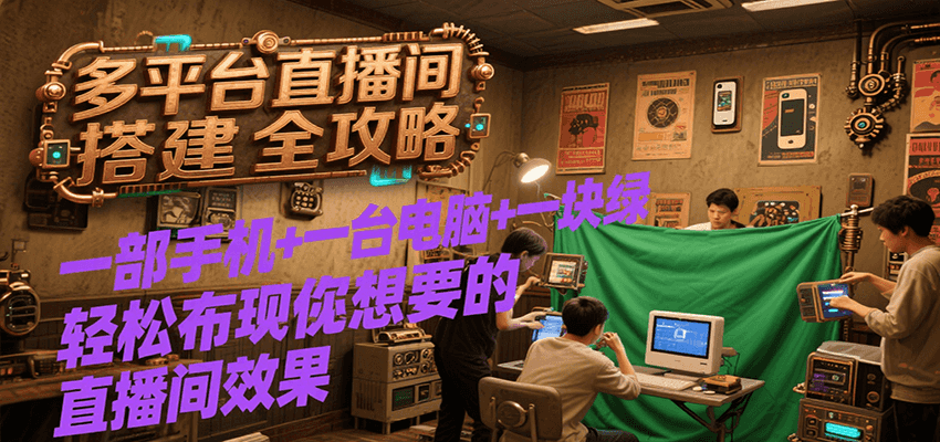 多平台直播间搭建全攻略,一部手机+一台电脑+一块绿布轻松实现你想要的直播间效果 多平台直播间搭建全攻略,一部手机+一台电脑+一块绿布轻松实现你想要的直播间效果