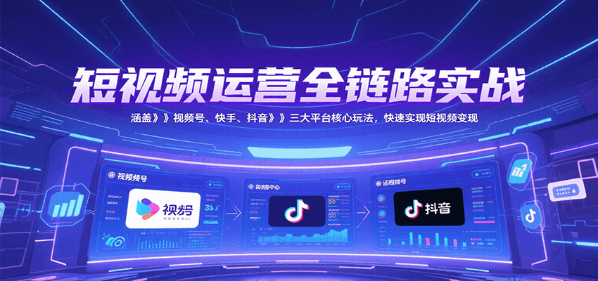 短视频运营全链路实战,涵盖视频号、快手、抖音三大平台核心玩法,快速实现变现! 短视频运营全链路实战,涵盖视频号、快手、抖音三大平台核心玩法,快速实现变现!