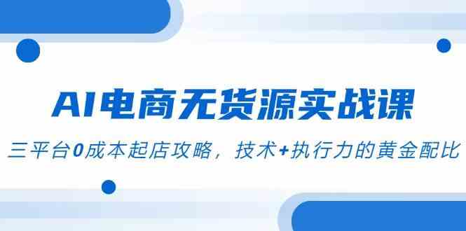 AI电商无货源实战课，三平台0成本起店攻略，技术+执行力的黄金配比