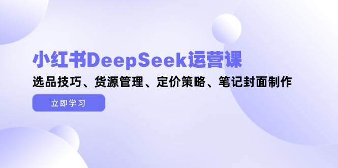 小红书DeepSeek运营课,选品技巧、货源管理、定价策略、笔记封面制作 小红书DeepSeek运营课,选品技巧、货源管理、定价策略、笔记封面制作