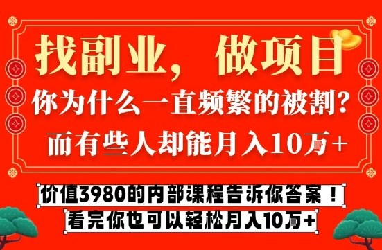 价值3980的网创内部课程,告诉你互联网创业月入10个W的秘密【揭秘】 价值3980的网创内部课程,告诉你互联网创业月入10个W的秘密【揭秘】