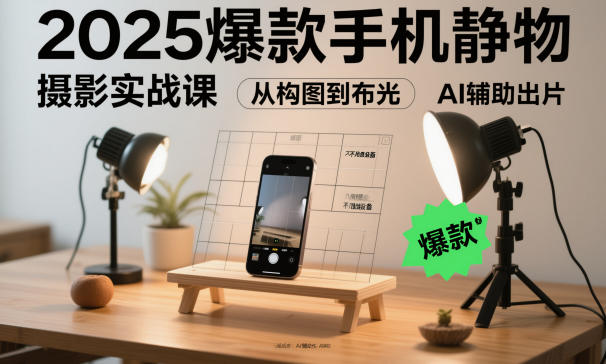 2025爆款手机静物摄影实战课,从构图到布光,不用贵设备,AI辅助出片 2025爆款手机静物摄影实战课,从构图到布光,不用贵设备,AI辅助出片