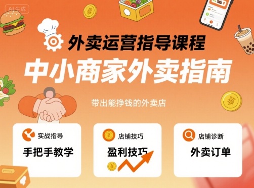 外卖运营指导课程,中小商家外卖指南,手把手带出能挣钱的外卖店 外卖运营指导课程,中小商家外卖指南,手把手带出能挣钱的外卖店