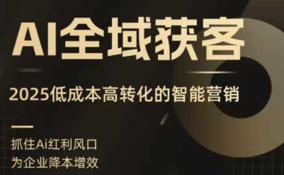 AI全域获客实训营，2025低成本高转化的智能营销，精准找客，高效营销