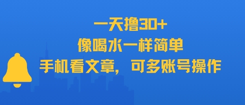 一天撸30+ 像喝水一样简单、手机看文章 可多账号操作、可多账号操作
