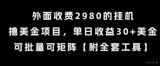 挂机撸美金项目揭秘、单日收益超30美元、批量矩阵操作实现稳定创收