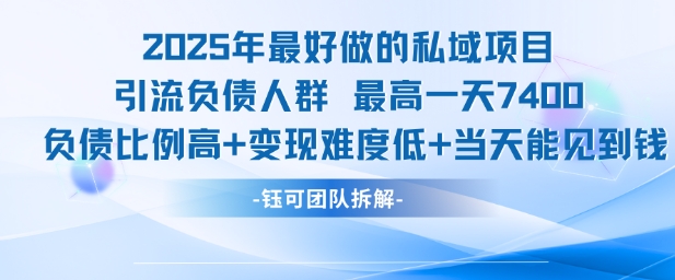 负债人群私域新蓝海、引流变现当天见效、日入数千市场广阔潜力大