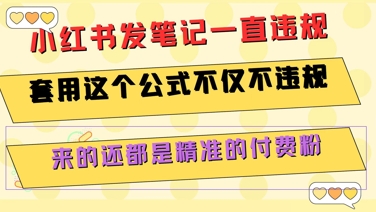 小红书笔记总违规、套用爆款公式、轻松吸引精准付费粉丝