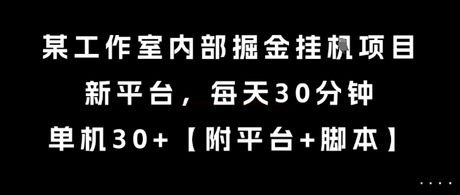 掘金挂机新平台揭秘、每日操作半小时、单机收益超三十元