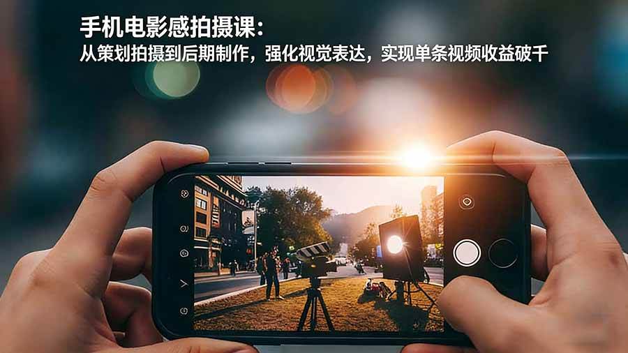 手机电影感拍摄课、从策划到后期全流程、强化视觉表达实现单条视频收益破千