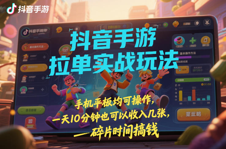 抖音手游拉单实战玩法、手机平板均可操作、碎片时间轻松日入几张