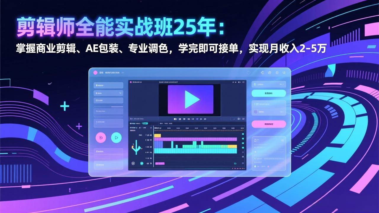 剪辑师全能实战班、掌握商业剪辑与AE包装、专业调色接单实现高收入