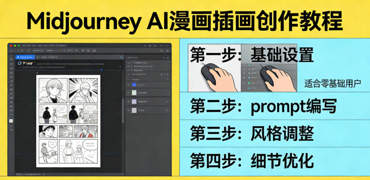 零基础入门AI绘画、Midjourney创作漫画插画、轻松掌握完整流程