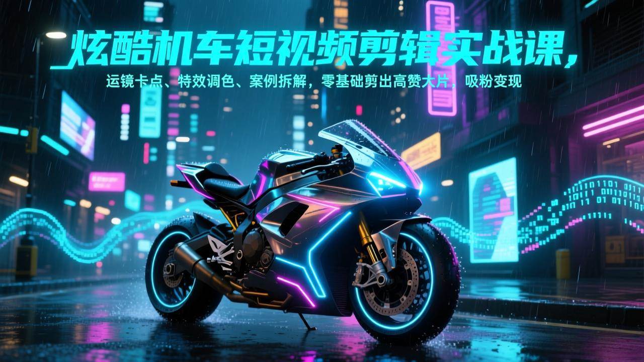 （17304期）炫酷机车短视频剪辑实战课 运镜卡点、特效调色、案例拆解、零基础剪出高赞大片 吸粉变现、吸粉变现