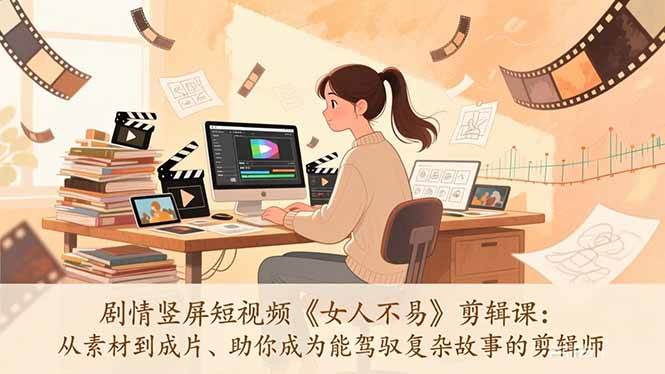 女人不易竖屏剪辑课、从素材驾驭复杂故事、进阶专业剪辑师