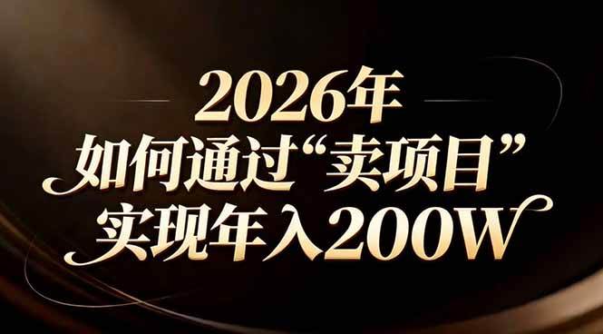 2026财富新机遇、普通人卖项目实战、年入200万路径解析