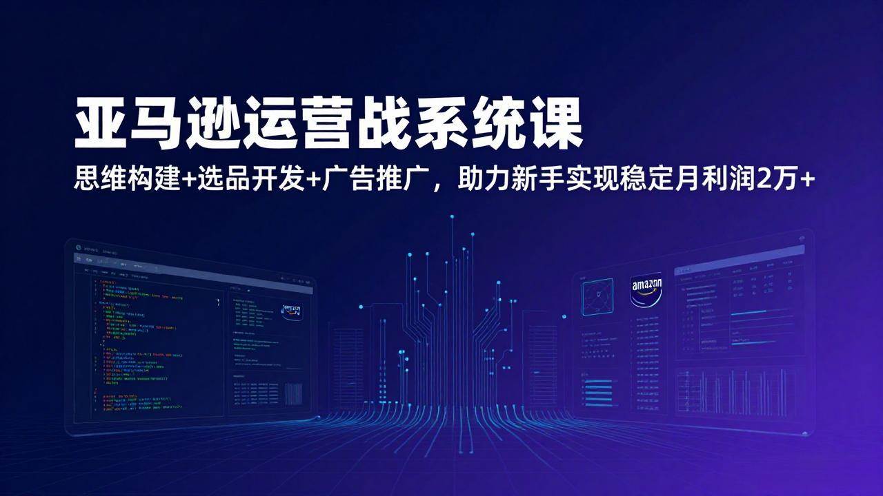 亚马逊运营实战系统课、构建思维选品开发、广告推广助力月利润2万