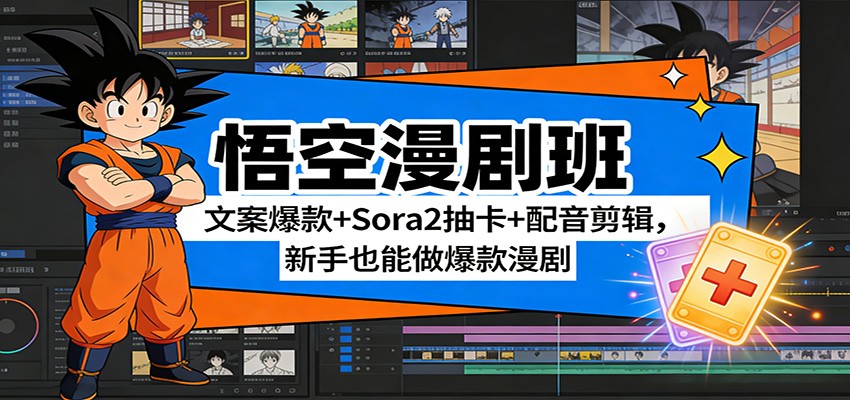 悟空漫剧班：文案爆款、Sora2抽卡与配音剪辑，新手速成爆款漫剧